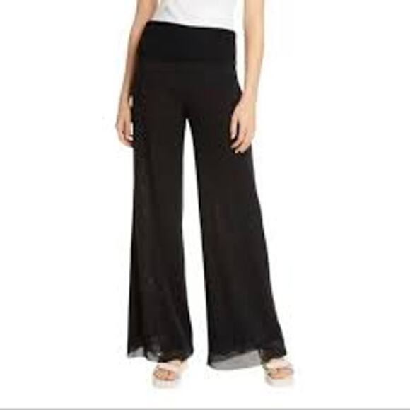 FUZZI Pants - Jean Paul Gaultier FUZZI Black Mesh Pull On Wide Leg Pants STRETCH COMFY Small S